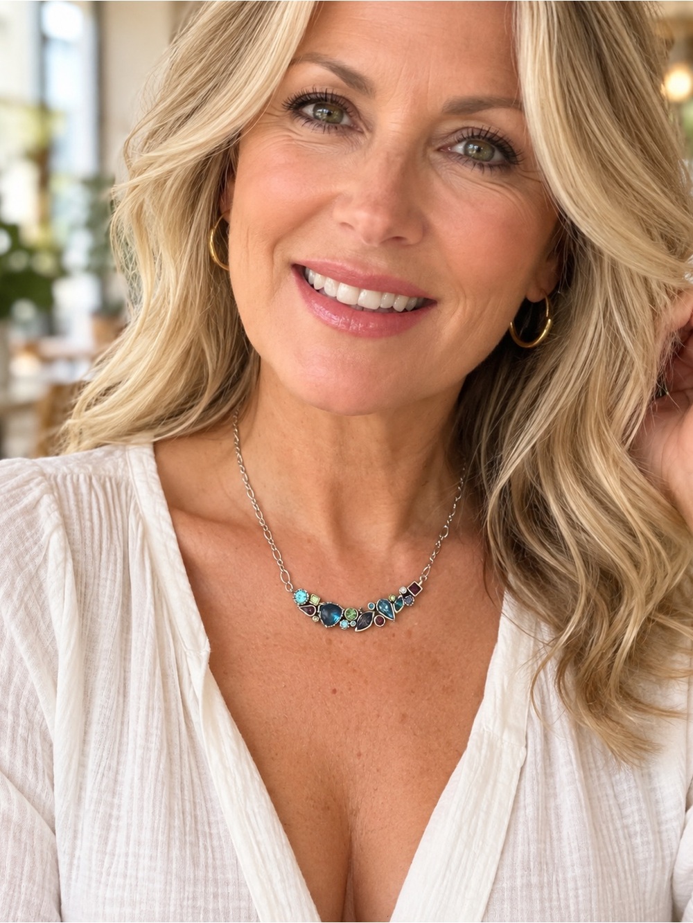 Patricia Locke Signed Swarovski Crystal Sterling Silver Overlay Necklace Jewelry